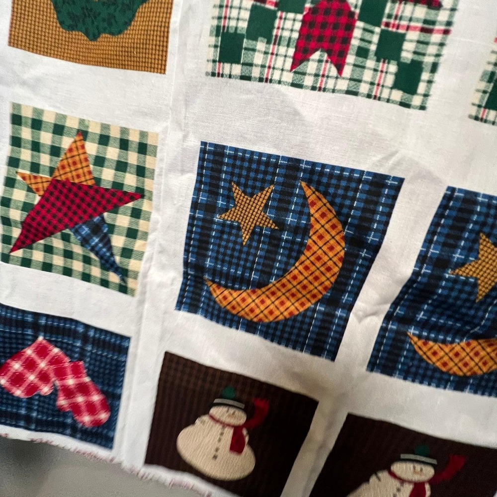 Vintage Christmas Fabric Panel Yuletide Ornaments Quilt Blocks Craft - Picture 10 of 12